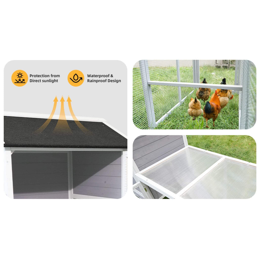 Large Heavy-Duty 113-Inch Outdoor Anti-UV Waterproof Wooden Chicken Coop Hen House (SAK32684)