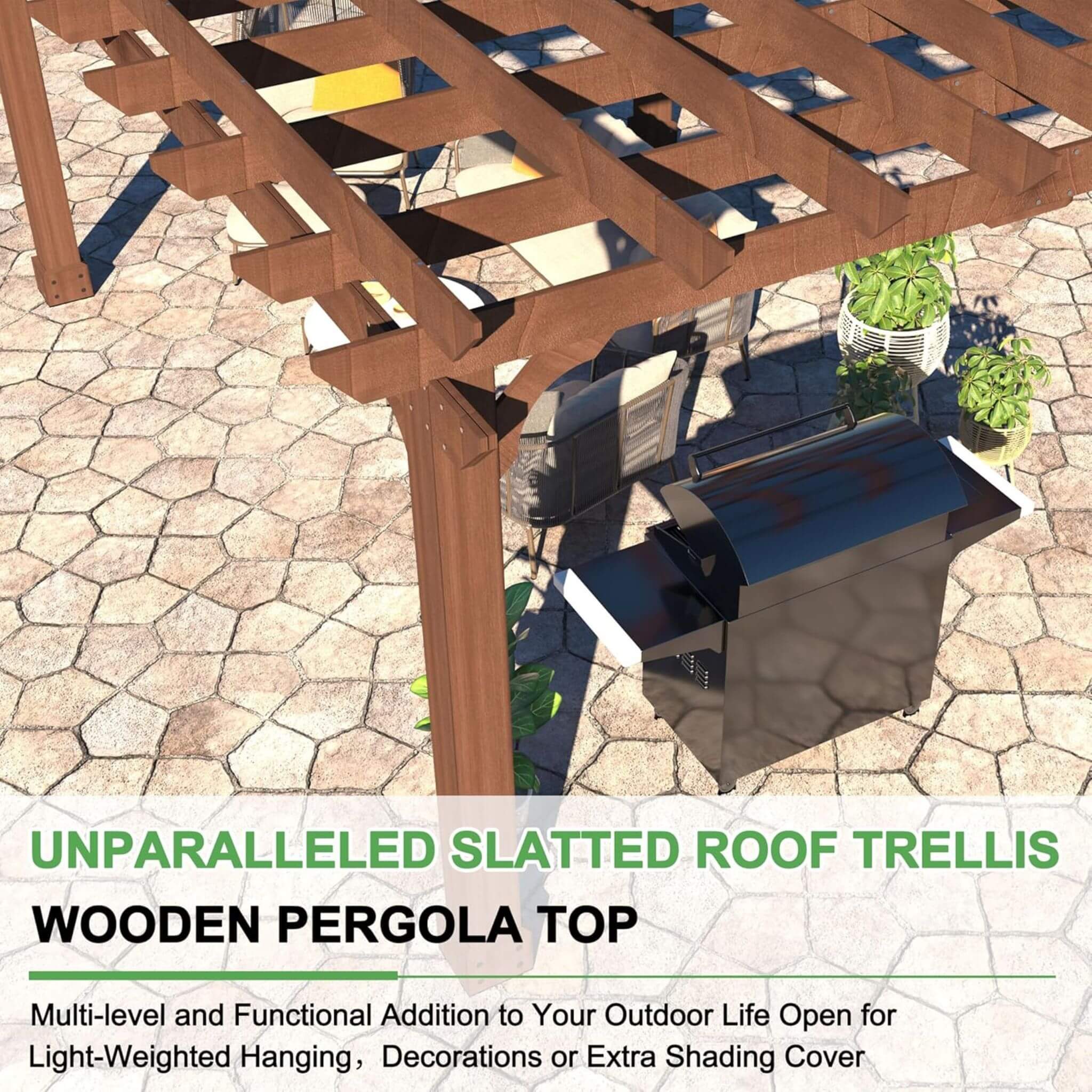 Alora Premium Outdoor Cedar Wood Pergola With Slatted Roof (SAK87024)