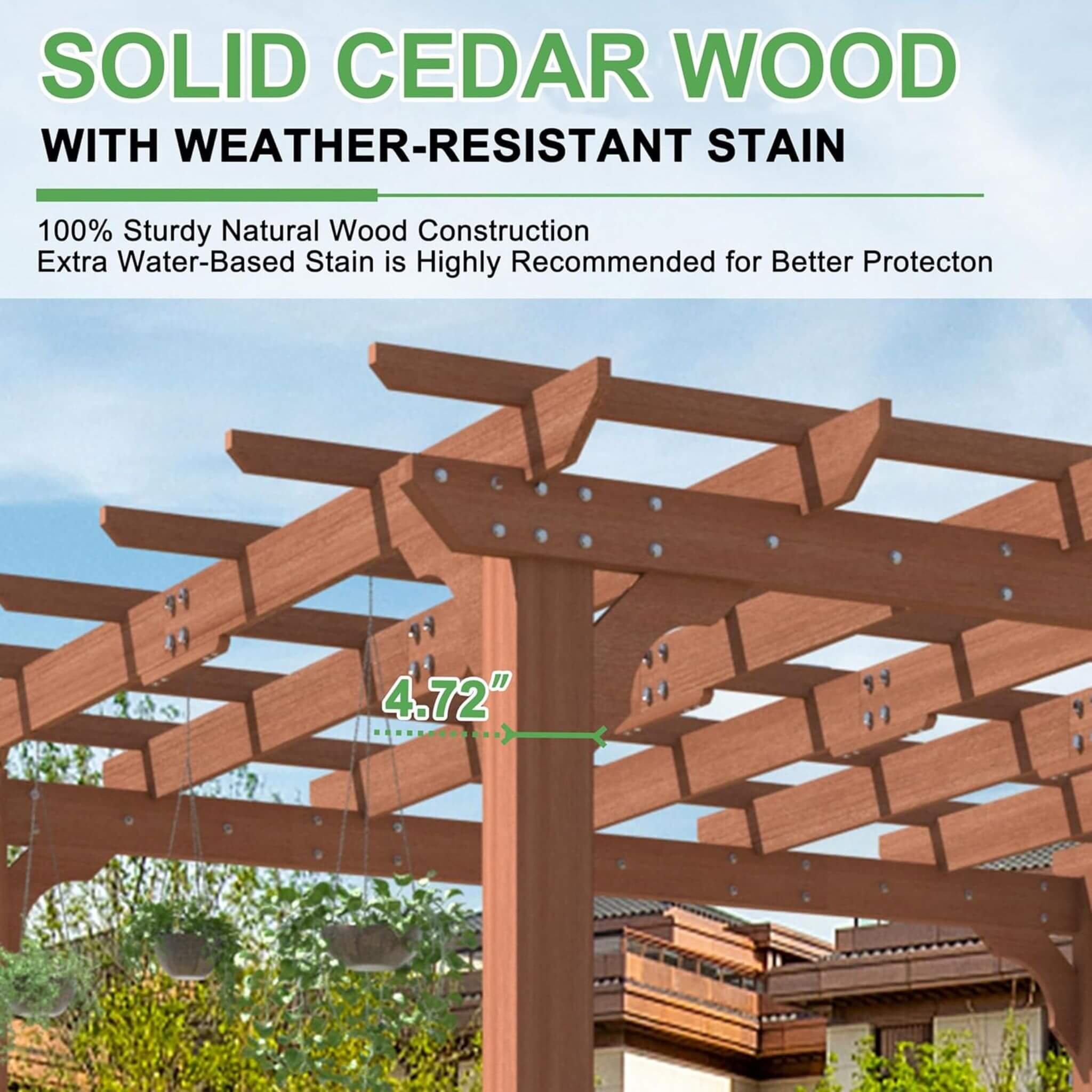 Alora Premium Outdoor Cedar Wood Pergola With Slatted Roof (SAK87024)