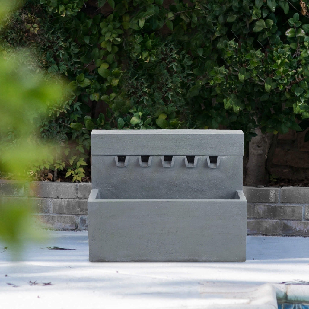 Alora Premium Outdoor Contemporary Modern Rectanglar Decorative Water Fountain, Gray (SAK09215)