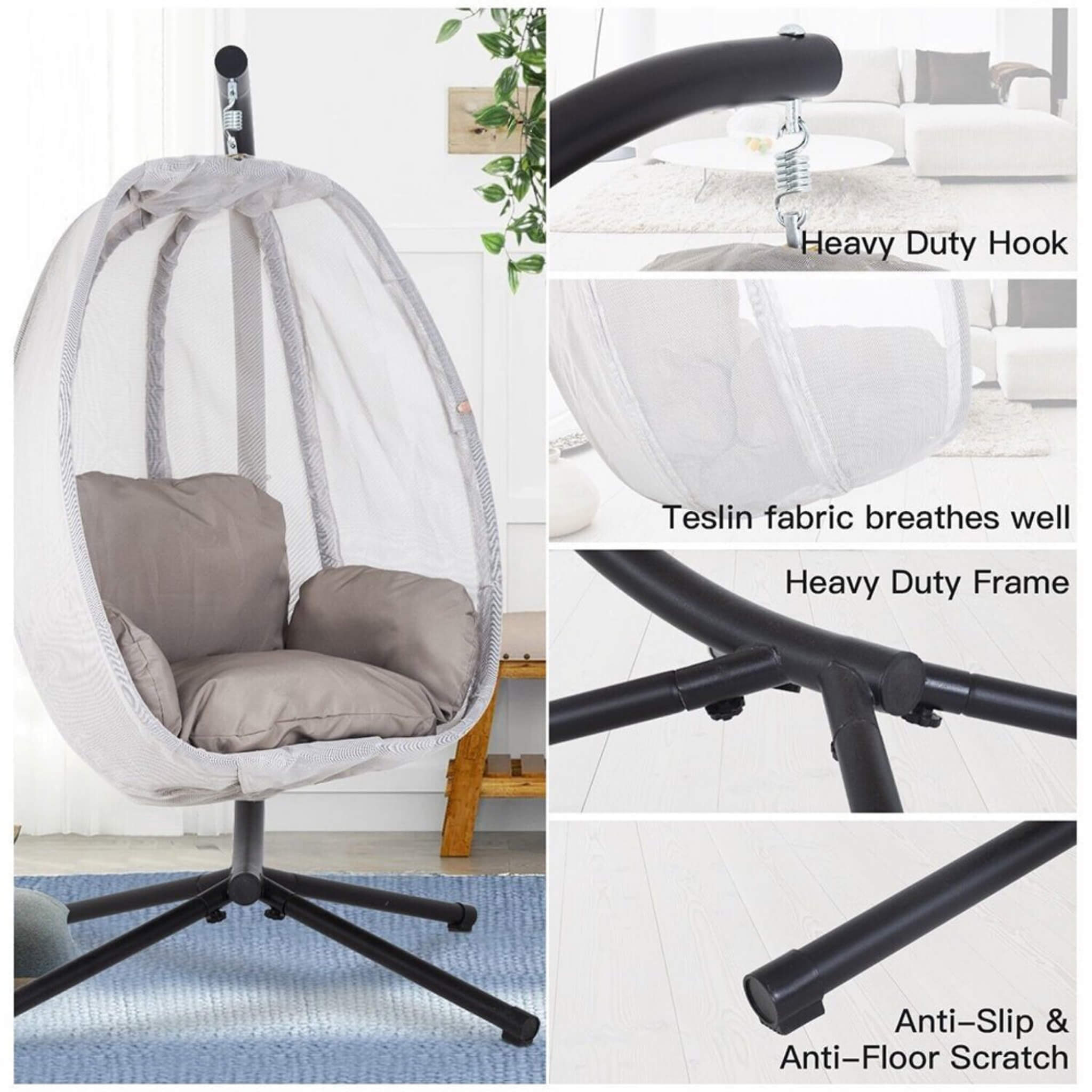 Alora Premium 70-Inch Outdoor Hammock Egg Swing Chair With Stand (SAK42317)