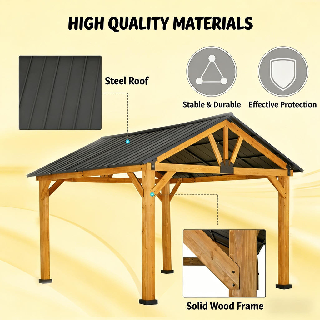 [09X11FT] Alora Premium Outdoor Hardtop Patio Backyard Gazebo (SAK86341)