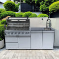 Castelle Flame Tuscany Outdoor BBQ Liquid Propane Kitchen Grill Island With 43-Inch 6-Burner 85K BTU Propane Gas Grill, Rotisserie Kit, And Storage Cabinets (SAK95623)