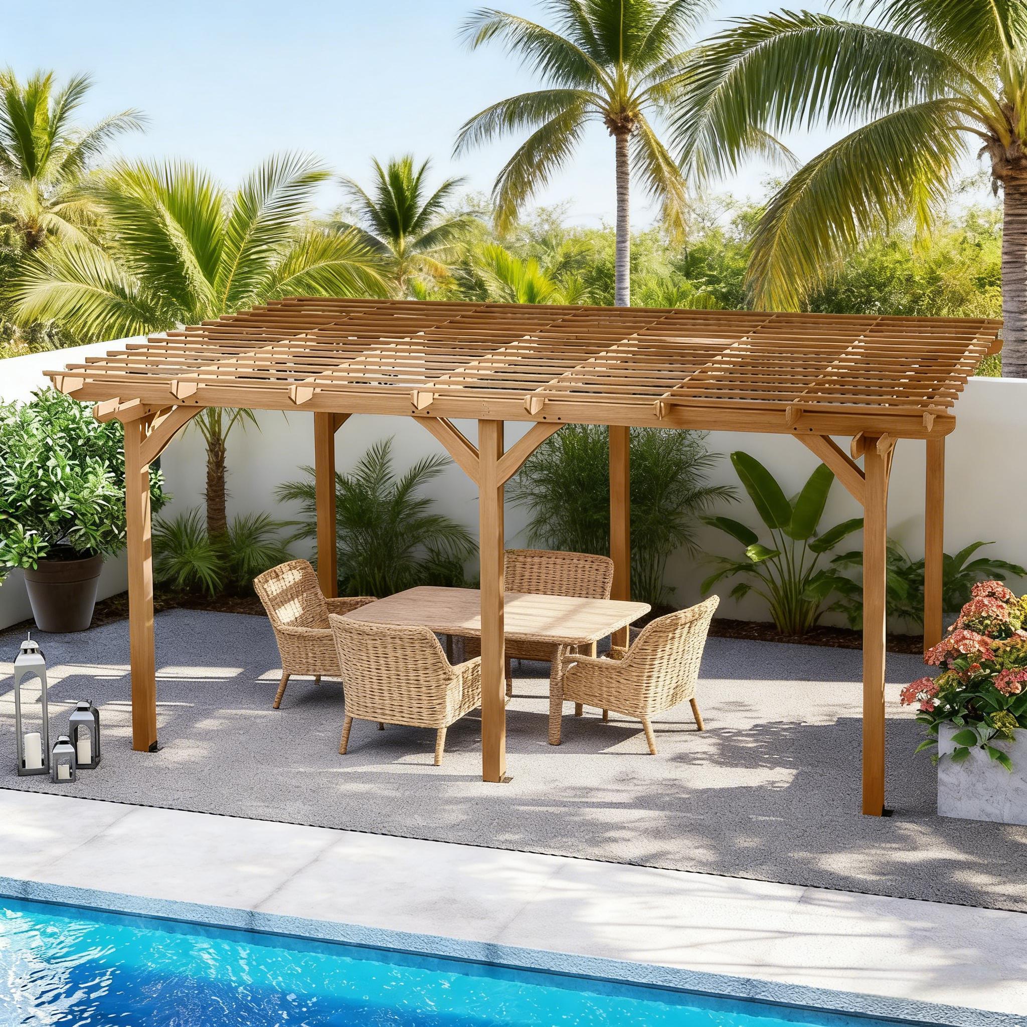 [09X12FT] Alora Premium Outdoor Wooden Grape Trellis Pergola (SAK18579)