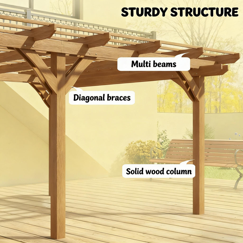 [09X12FT] Alora Premium Outdoor Wooden Grape Trellis Pergola (SAK18579)
