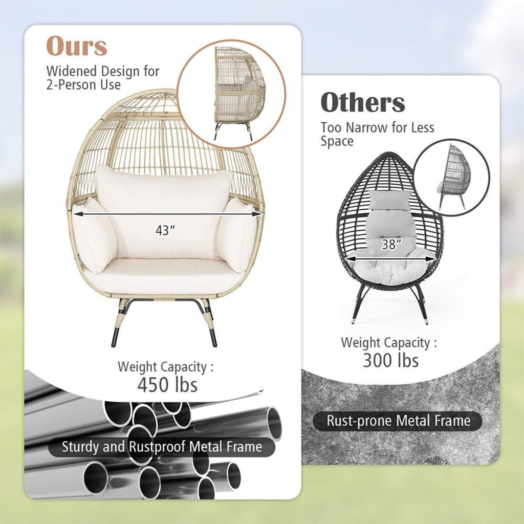 Alora Premium 57-Inch Oversized Rattan Patio Egg Lounge Chair Basket With Cushions (SAK91684)