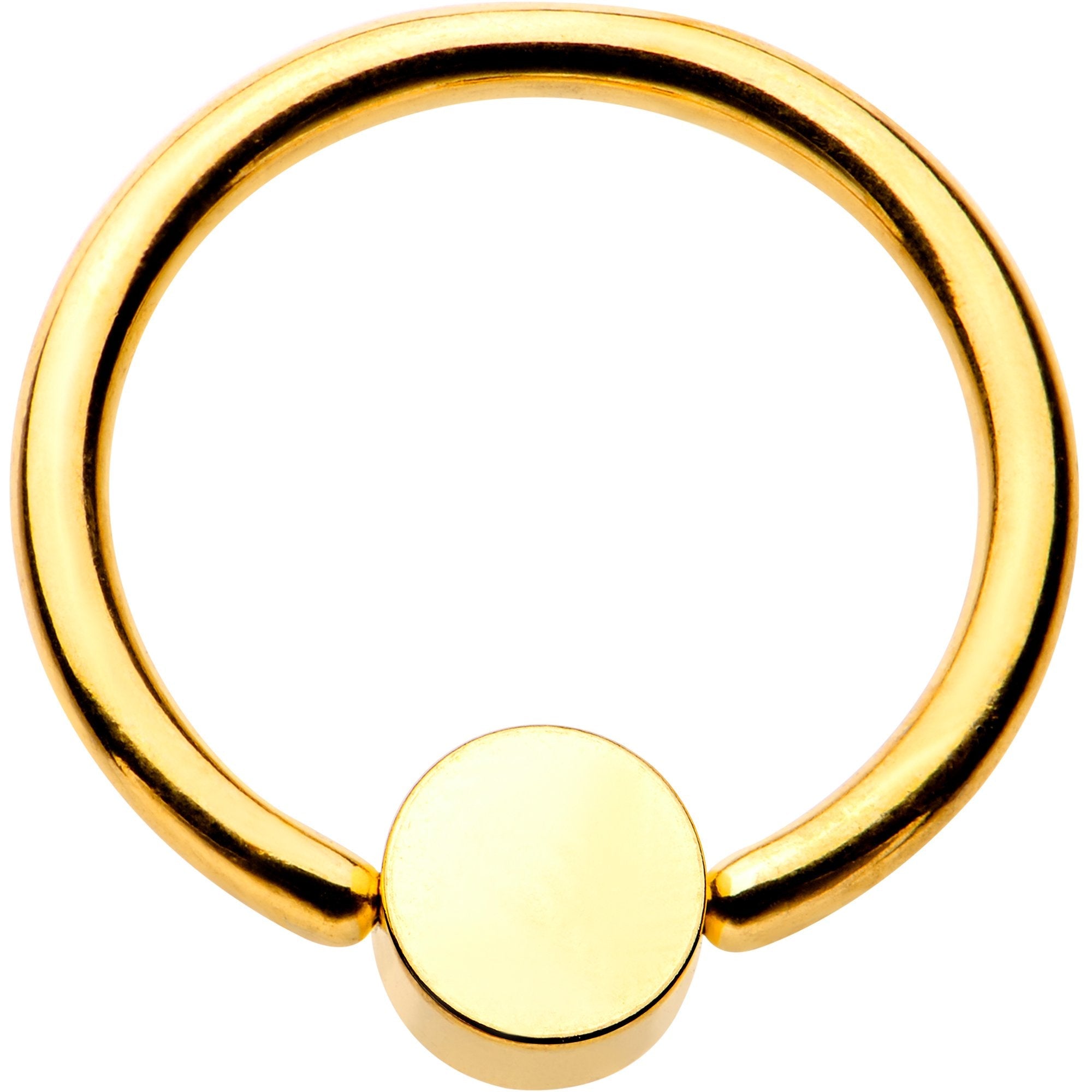 16G 3/8 Clear Gem 4mm Disc Gold IP BCR Captive Ring