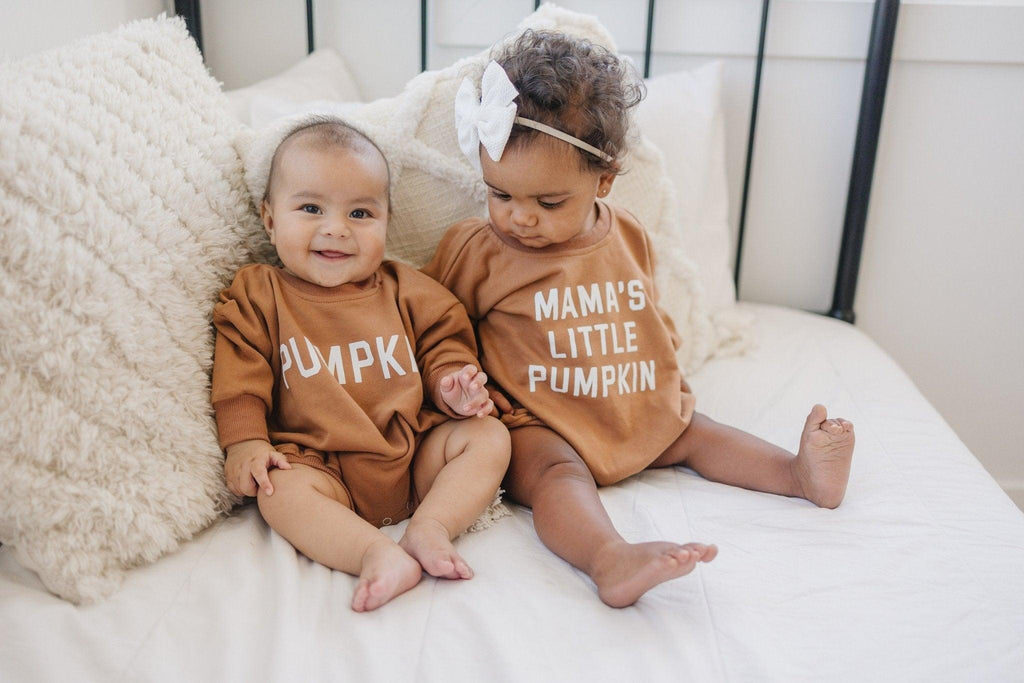 Pumpkin Sweatshirt Romper - Cream or Orange