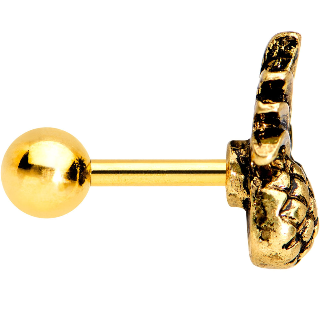16G 1/4 Gold PVD Pineapple Pizzazz Cartilage Tragus Earring
