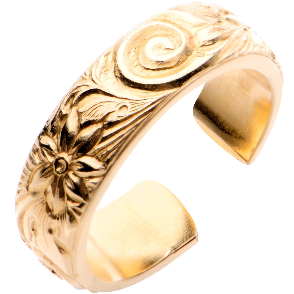 Handcrafted 14k Yellow Gold Filled Swirl Flower Toe Ring