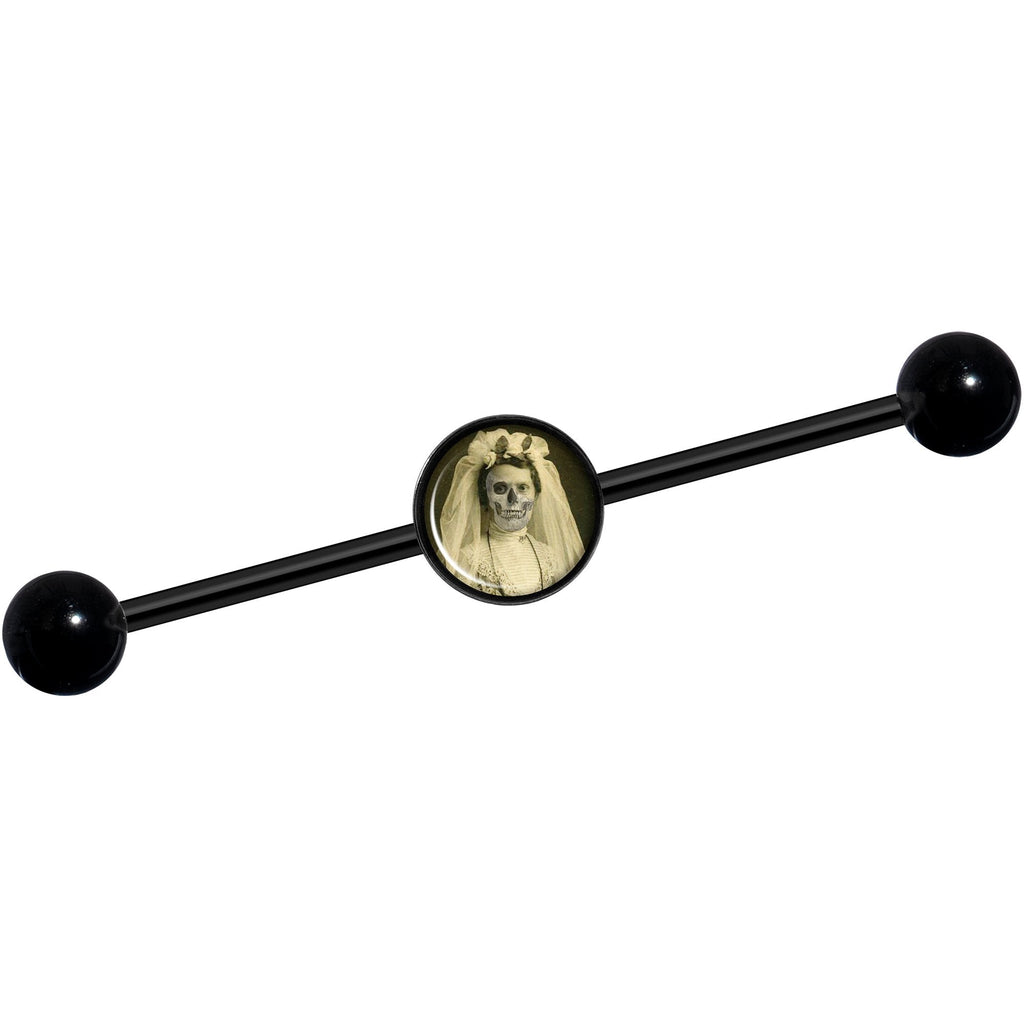 14G Skeleton Bride Halloween Black Industrial Barbell 37mm