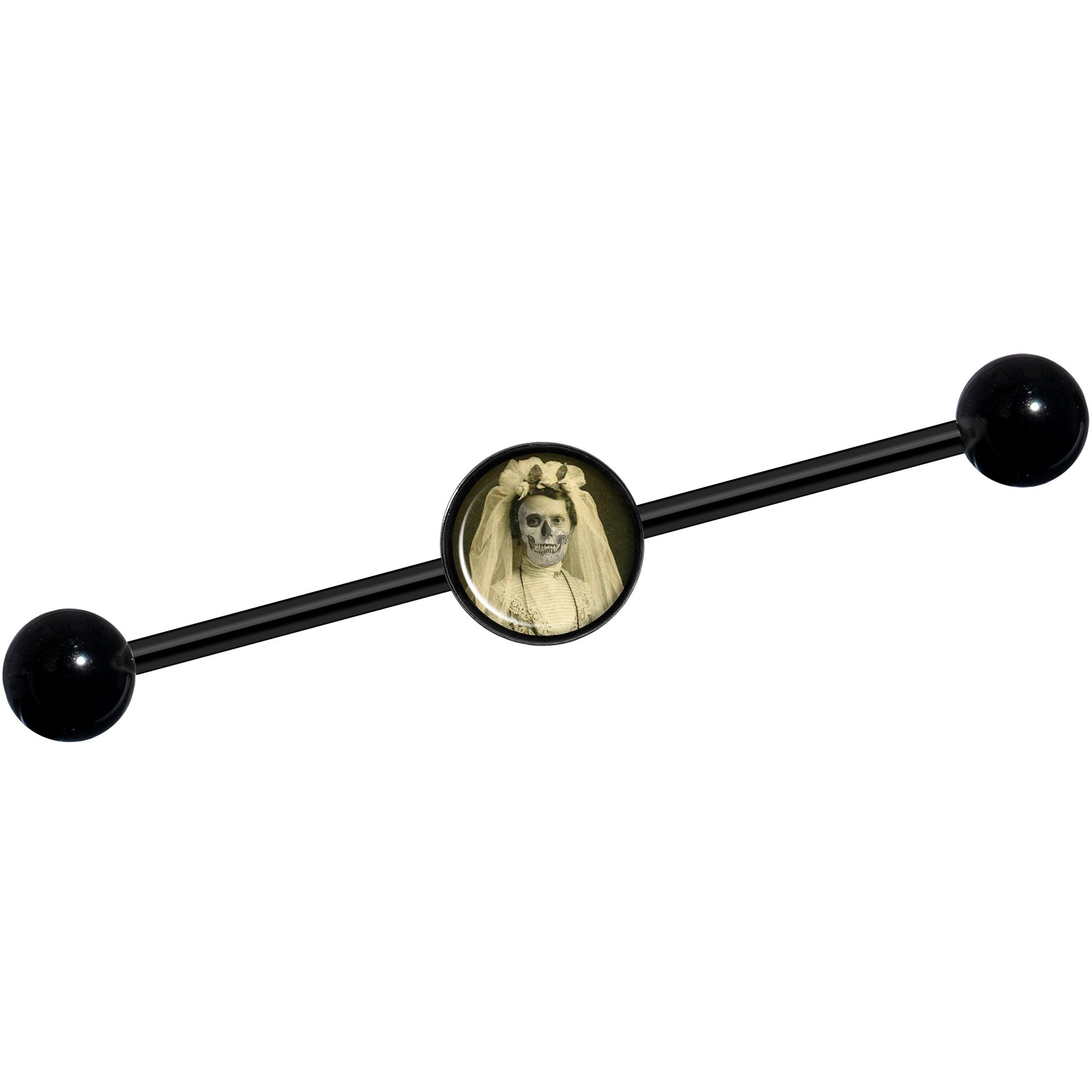 14G Skeleton Bride Halloween Black Industrial Barbell 37mm