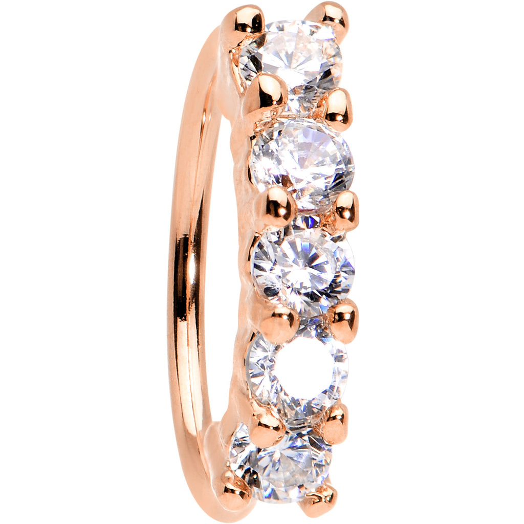 20G 5/16 Clear CZ Rose Gold IP Quintet Seamless Circular Ring
