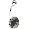 Holiday Rustic Wood Moose Belly Ring