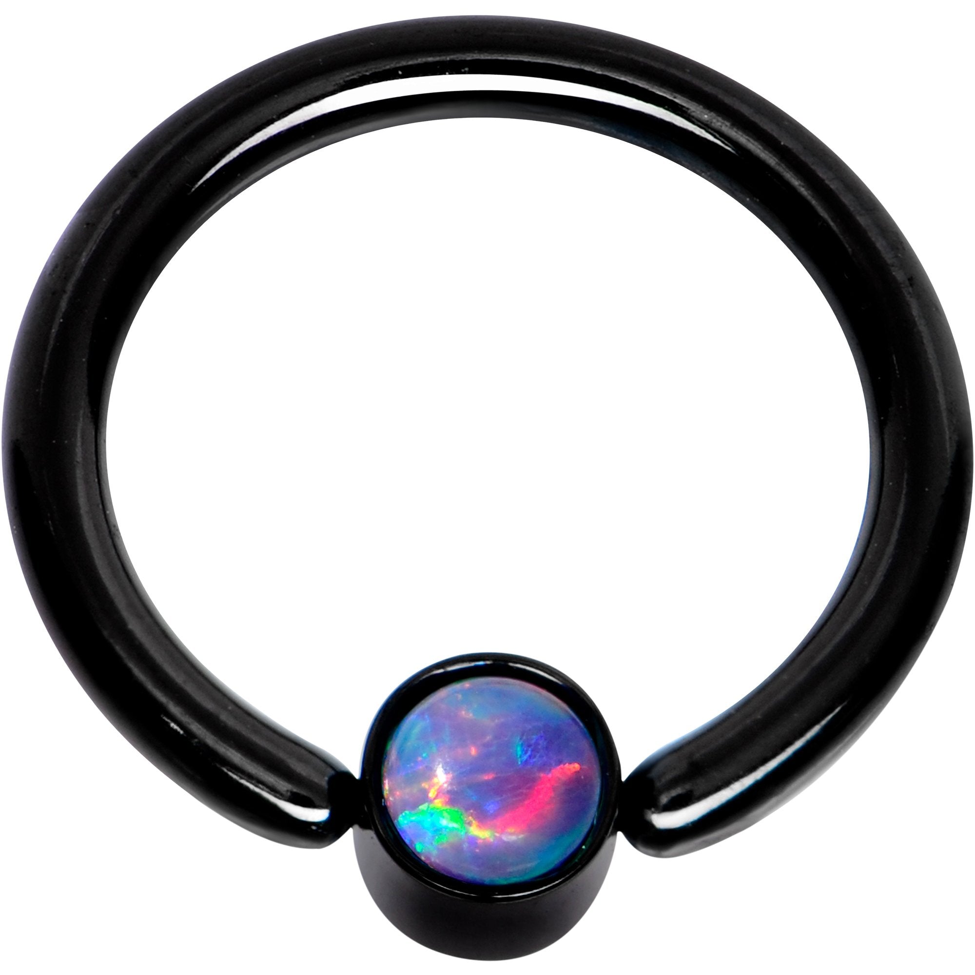 16G 5/16 Purple Faux Opal 3mm Disc Black BCR Captive Ring
