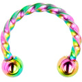 16G 5/16 Rainbow Seriously Twisted Horseshoe Circular Barbell