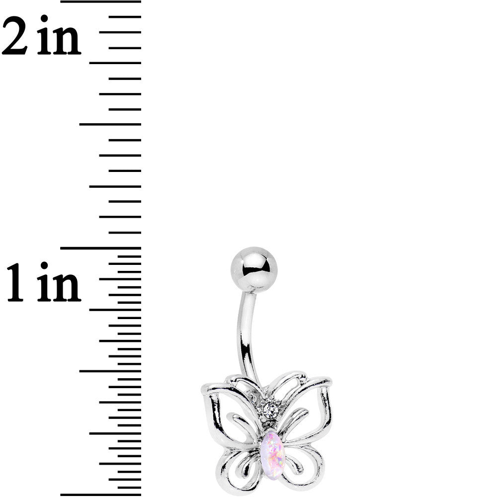 White Faux Opal Faux Turquoise Bestie Butterfly Belly Ring Set