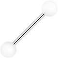 White Silicone Coated Acrylic Ball End Barbell Tongue Ring