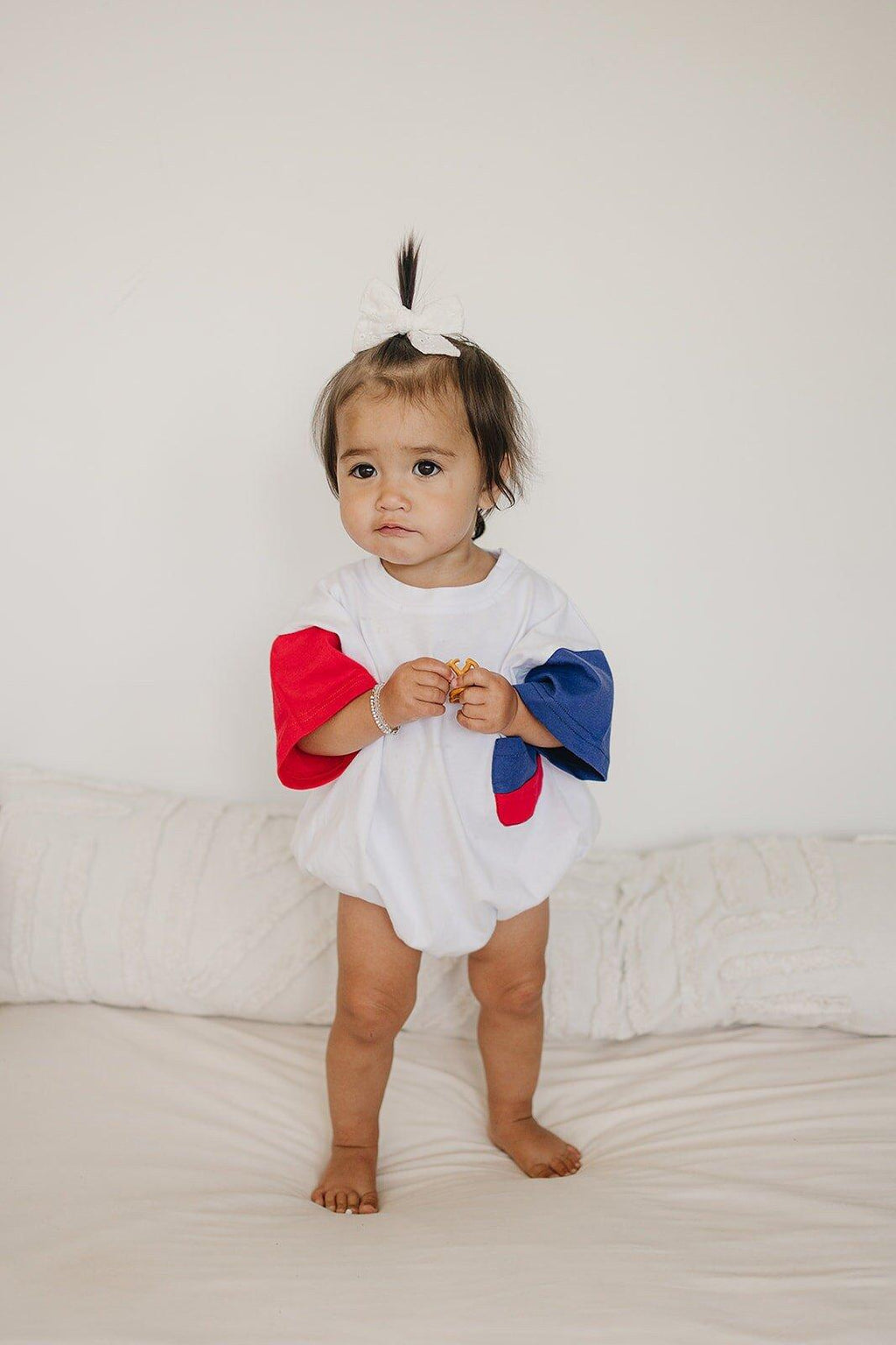 Red, White & Blue Colorblock Pocket T-Shirt Romper