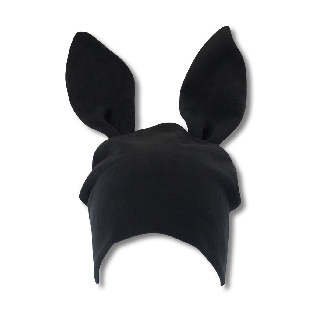 Black Fleece Bunny Beanie – Kawaii Winter Hat with Bunny Ears for Alt Fashion, Streetwear & Cozy Style