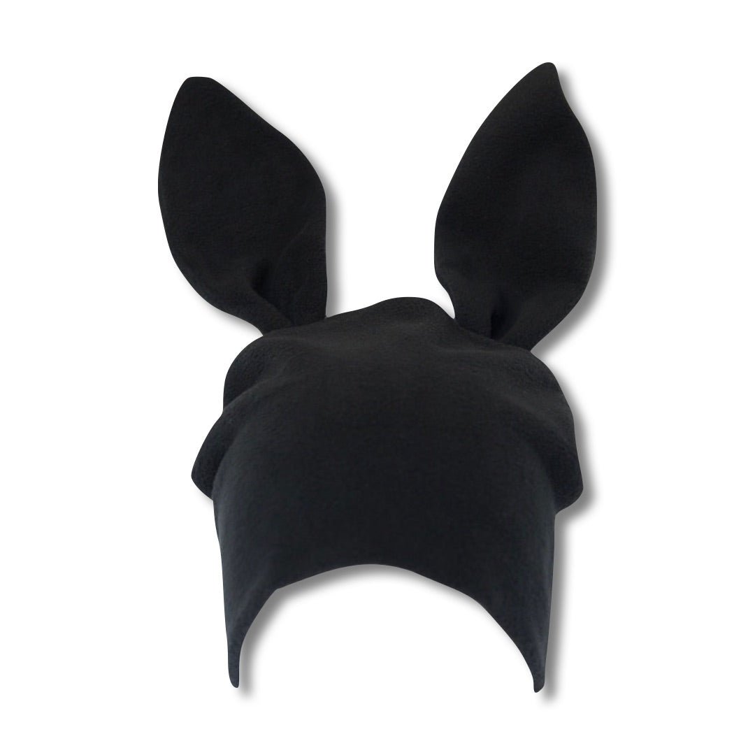 Black Fleece Bunny Beanie – Kawaii Winter Hat with Bunny Ears for Alt Fashion, Streetwear & Cozy Style