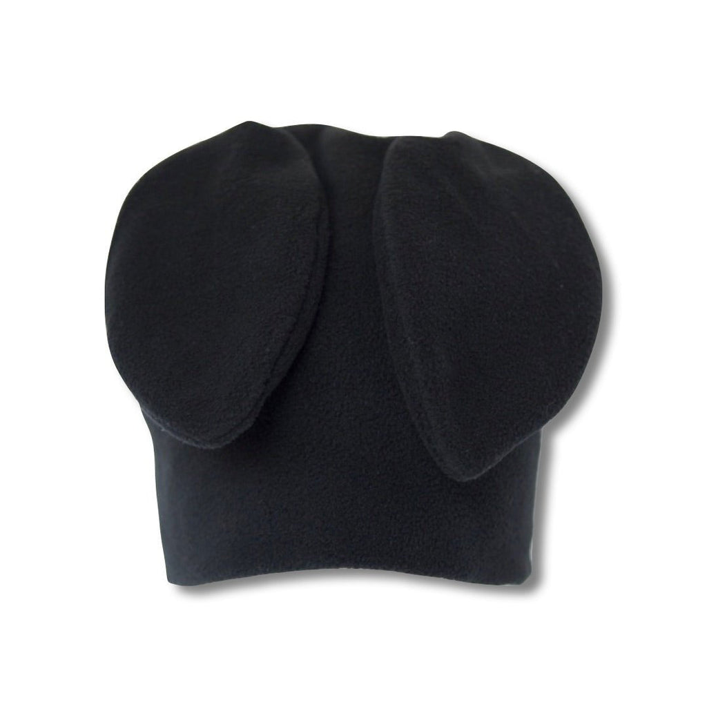 Black Fleece Bunny Beanie – Kawaii Winter Hat with Bunny Ears for Alt Fashion, Streetwear & Cozy Style