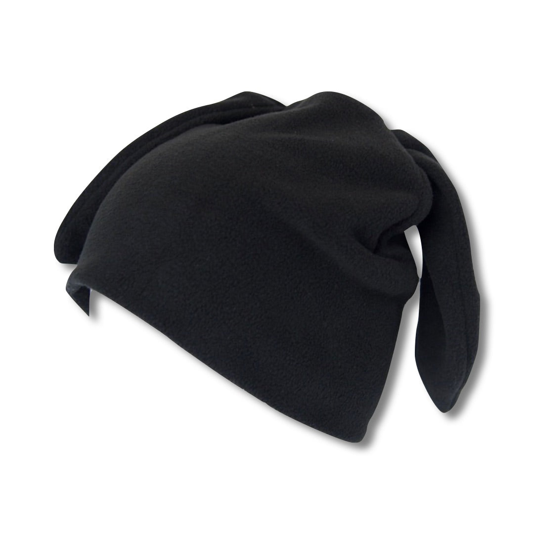 Black Fleece Bunny Beanie – Kawaii Winter Hat with Bunny Ears for Alt Fashion, Streetwear & Cozy Style