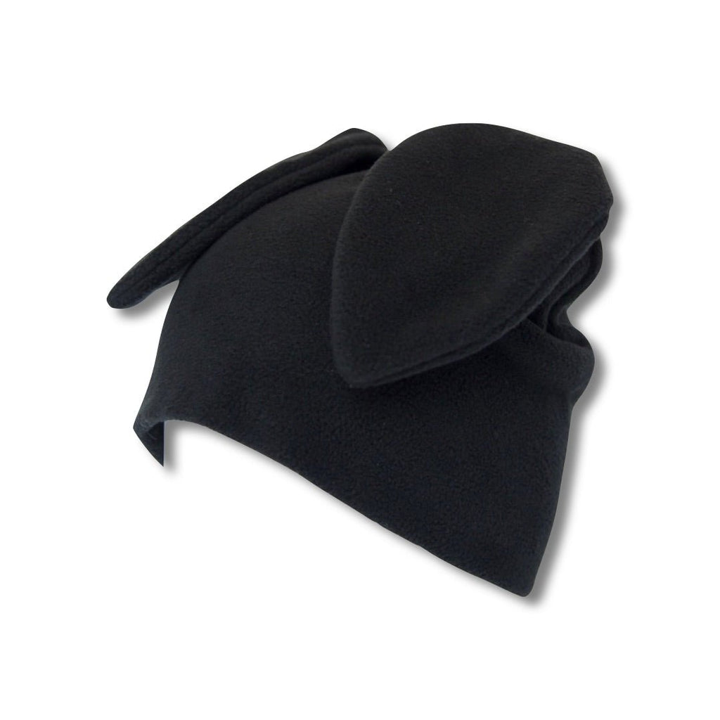 Black Fleece Bunny Beanie – Kawaii Winter Hat with Bunny Ears for Alt Fashion, Streetwear & Cozy Style