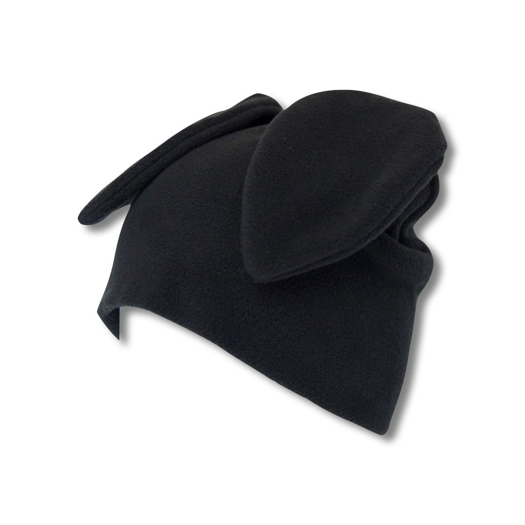 Black Fleece Bunny Beanie – Kawaii Winter Hat with Bunny Ears for Alt Fashion, Streetwear & Cozy Style