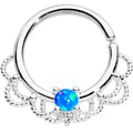 16G 5/16 Blue Faux Opal Platinum Plated Seamless Circular Ring