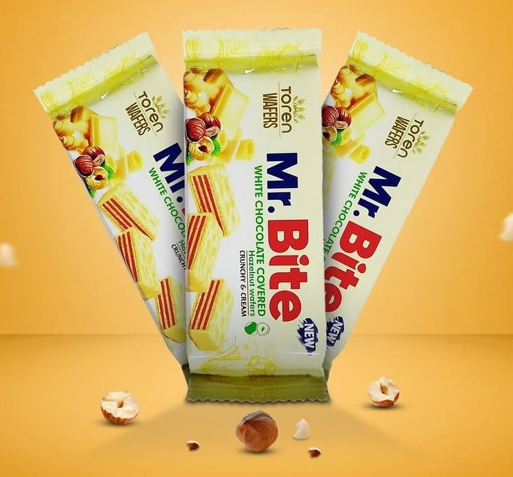 Mr. Bite white chocolate coated hazelnut wafer  38g 24pk