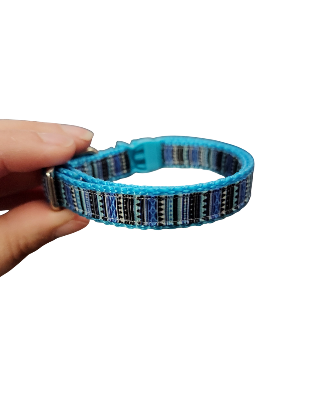 1/2" Blue Stripe Nylon Dog / Cat Collar