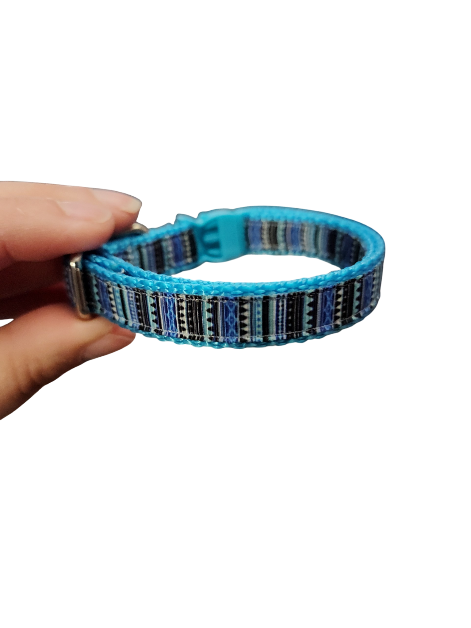 1/2" Blue Stripe Nylon Dog / Cat Collar