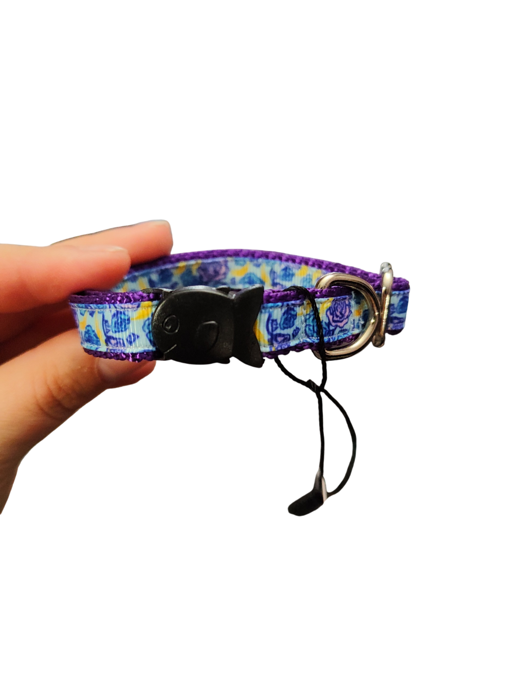 1/2" Blue & Purple Roses Nylon Dog / Cat Collar