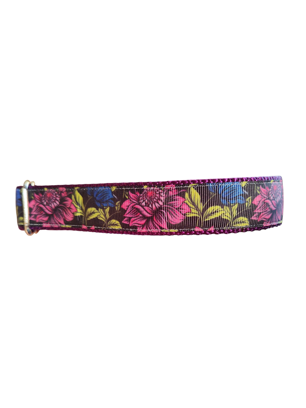Pink & Blue Flowers Nylon Dog Collar