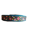 Flowers on Brown Nylon Dog Collar
