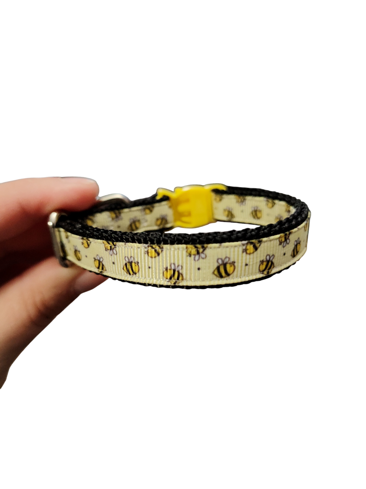 1/2" Yellow Bees Nylon Dog / Cat Collar