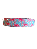 Flamingo on Blue Tiles Nylon Dog Collar