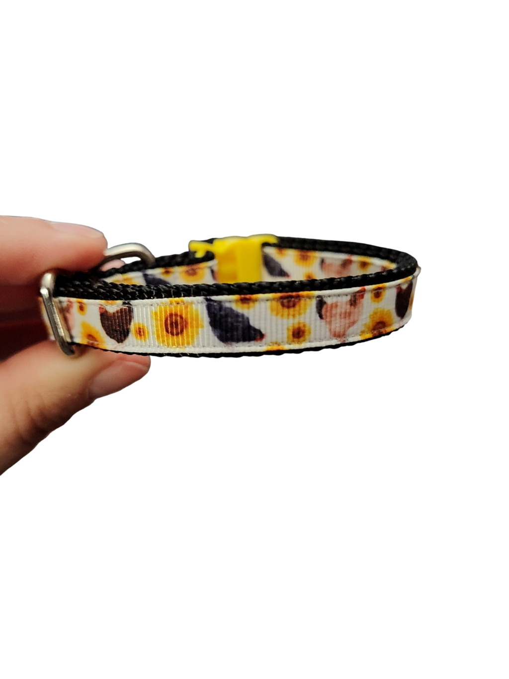 1/2" Chickens And Sunflowers Nylon Dog / Cat Collar