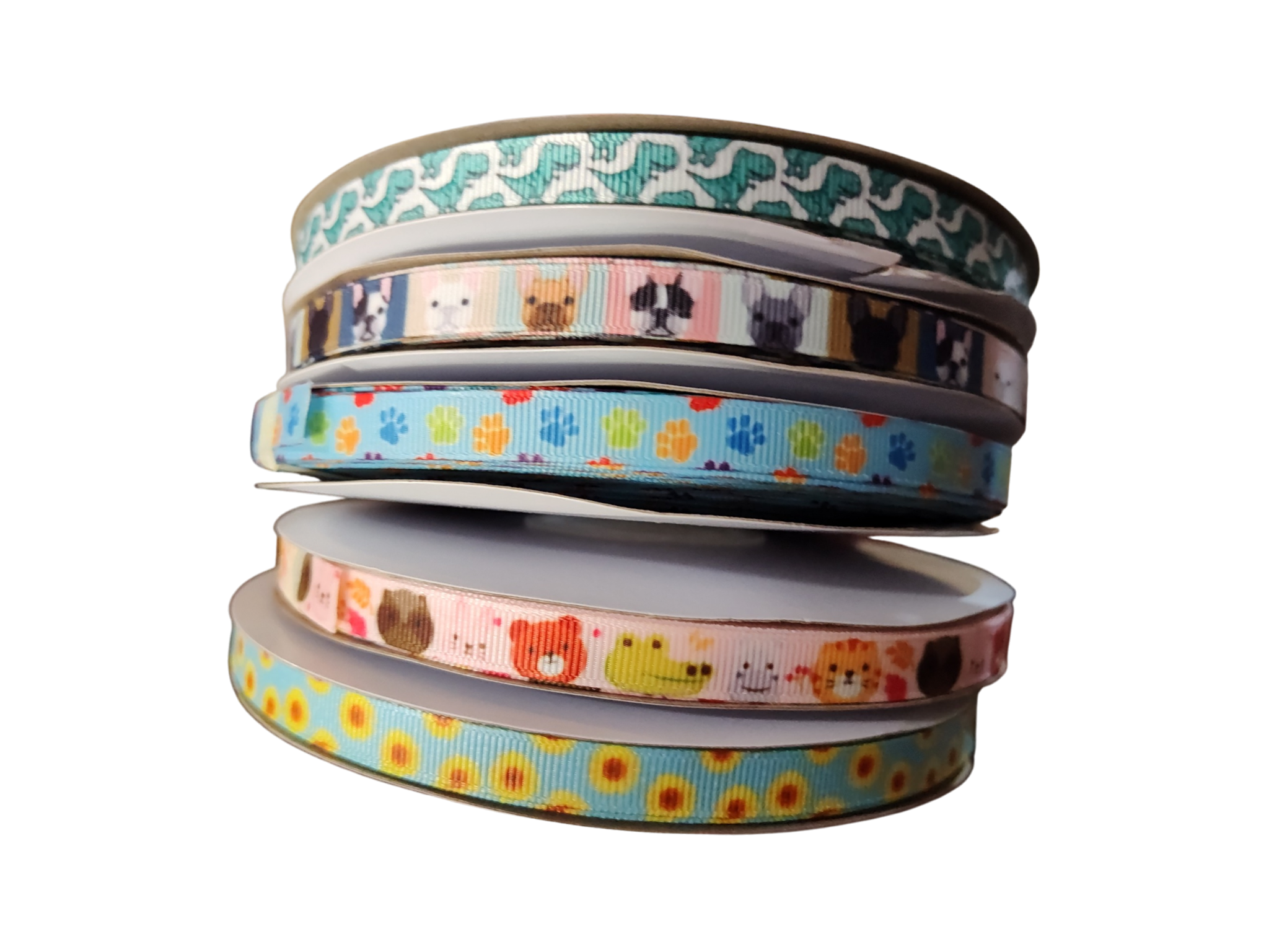 1/2" Rainbow Pawprints Blue Nylon Dog / Cat Collar