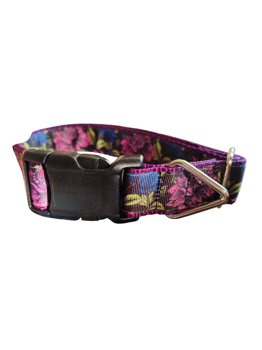 Pink & Blue Flowers Nylon Dog Collar