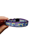 1/2" Blue & Purple Roses Nylon Dog / Cat Collar