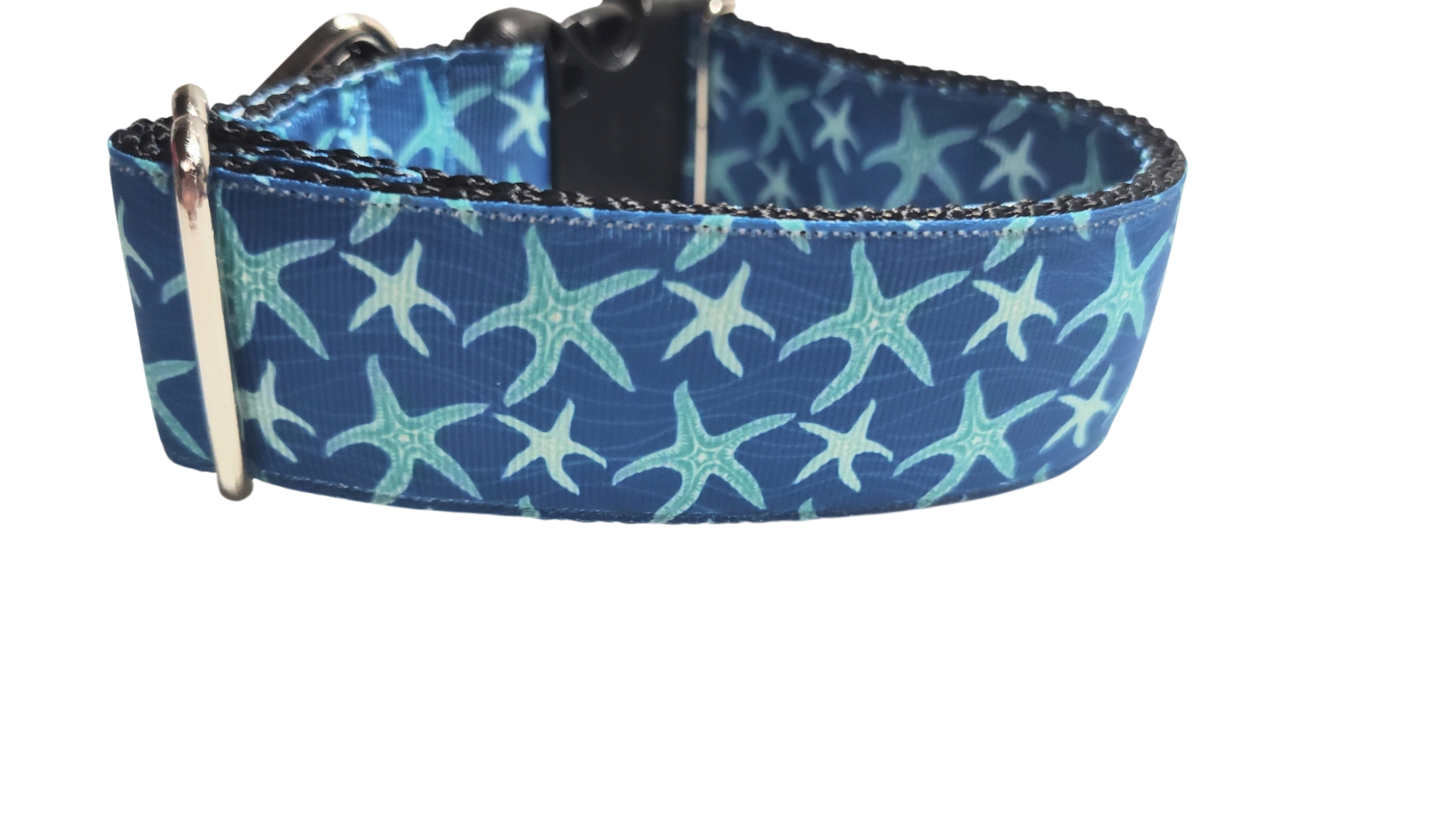 1.5" Wide Blue Starfish Nylon Dog Collar