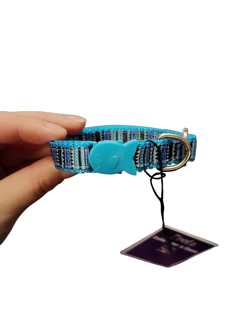 1/2" Blue Stripe Nylon Dog / Cat Collar