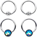 14G Clear Gem Mermaid Scale BCR Captive Nipple Ring Set of 4