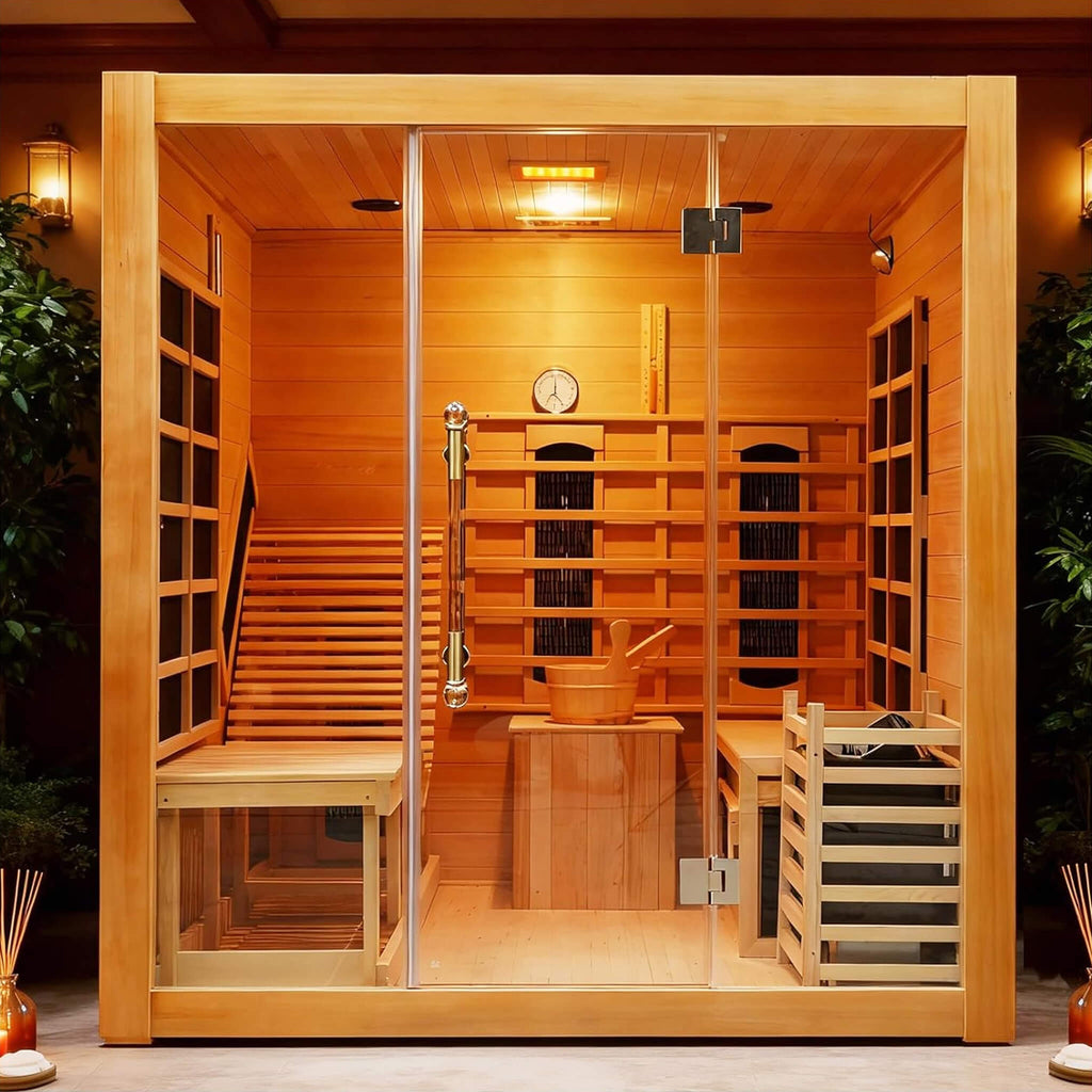 Rövia Oasis 3-Person Indoor Hybrid Sauna Room With Built-In Lounge Chair [Made-To-Order] (SAK35182)