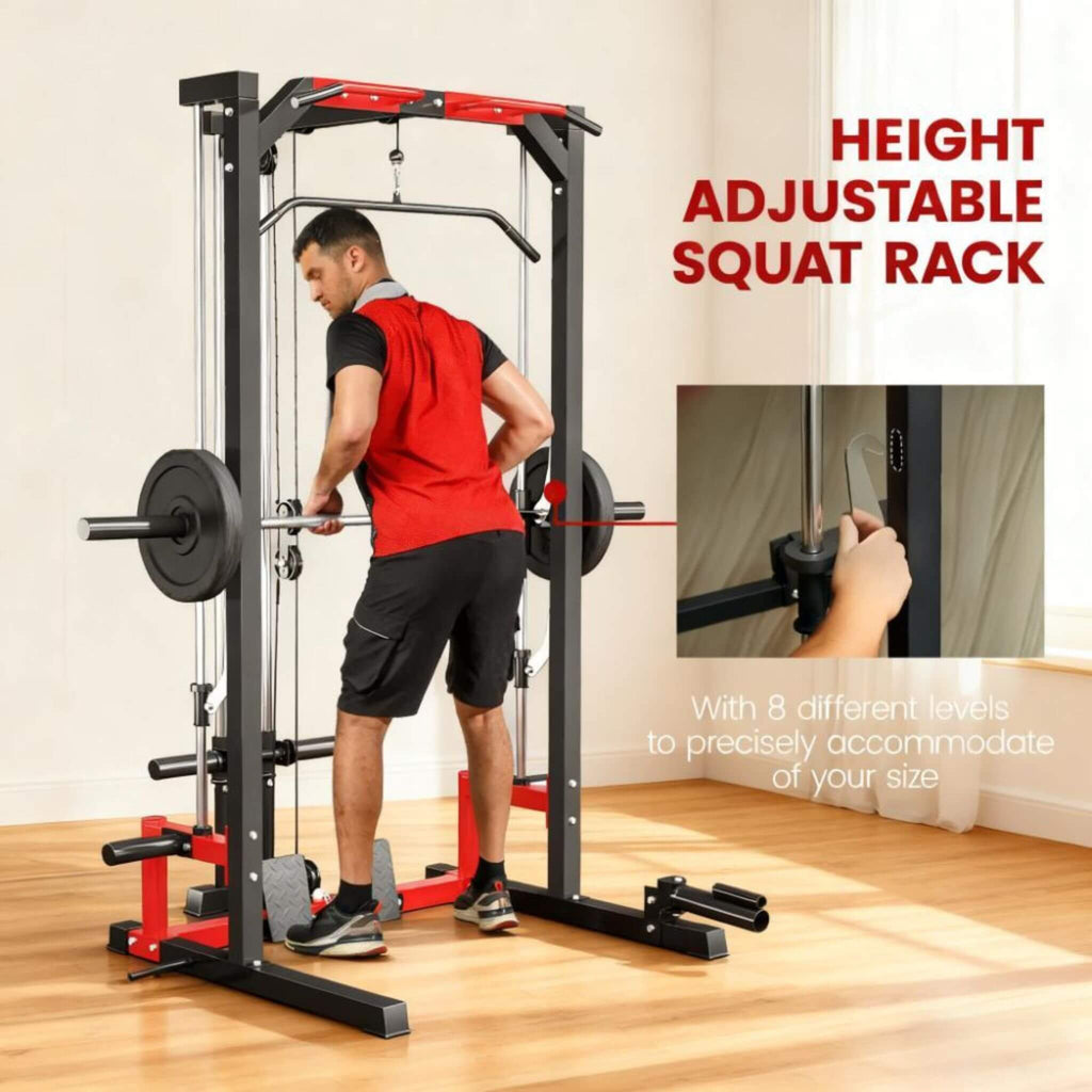 Rovix All-In-One Home Gym Squat Rack With Pull Up And Lat System (SAK95431)
