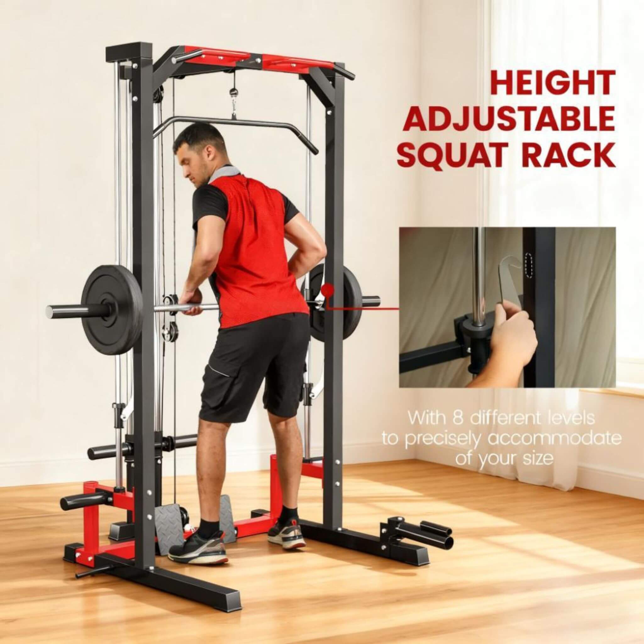 Rovix All-In-One Home Gym Squat Rack With Pull Up And Lat System (SAK95431)