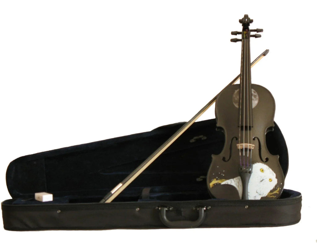 Mystic Owl Midnight Black Violin Outfit | Hand Applied Artwork & Bow