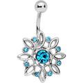 Aqua Gem Twisted Bliss Flower Belly Ring